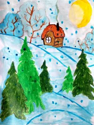 Раскраска зимний пейзаж для детей 3 4 лет #22 #317111