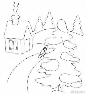Раскраска зимний пейзаж для детей 3 4 лет #27 #317116