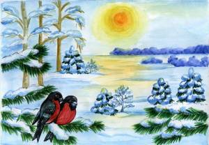 Раскраска зимний пейзаж для детей 6 7 лет #13 #317140