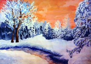 Раскраска зимний пейзаж для детей 6 7 лет #22 #317149