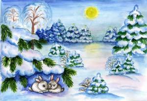 Раскраска зимний пейзаж для детей 6 7 лет #24 #317151