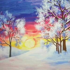 Раскраска зимний пейзаж рисунок #10 #317166