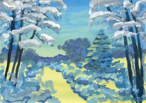 Раскраска зимний пейзаж рисунок для детей #27 #317221