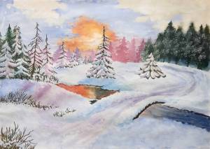 Раскраска зимний пейзаж рисунок для детей #32 #317226