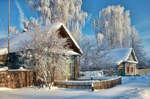 Раскраска зимняя деревня #11 #317320