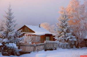Раскраска зимняя деревня #36 #317345
