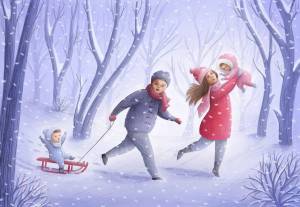 Раскраска зимняя прогулка для детей #8 #317731