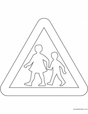 Раскраска знак осторожно дети шаблон дорожный #23 #319025