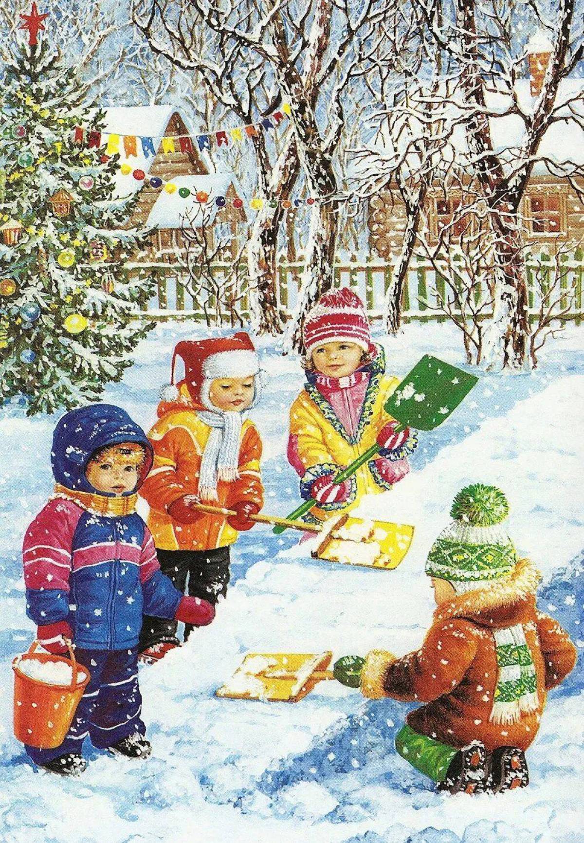 Зимние забавы для детей в детском саду #5
