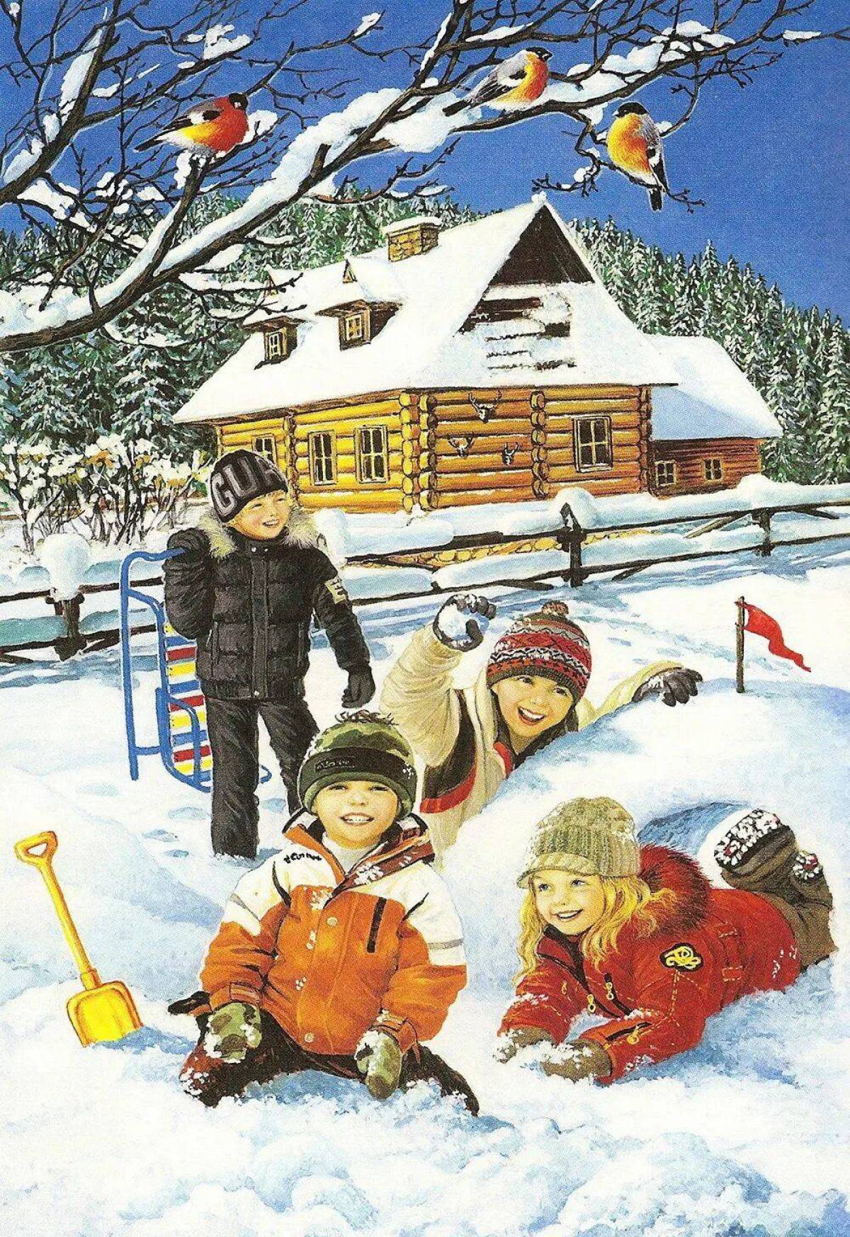 Зимние забавы для детей в детском саду #38