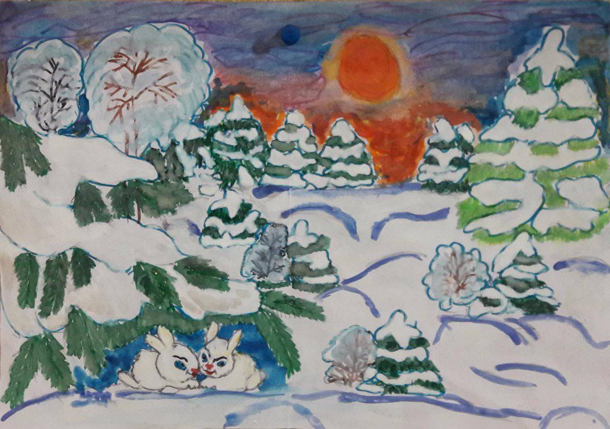 Зимний пейзаж 2 класс #21