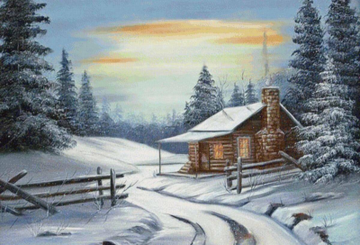 Зимний пейзаж рисунок #24