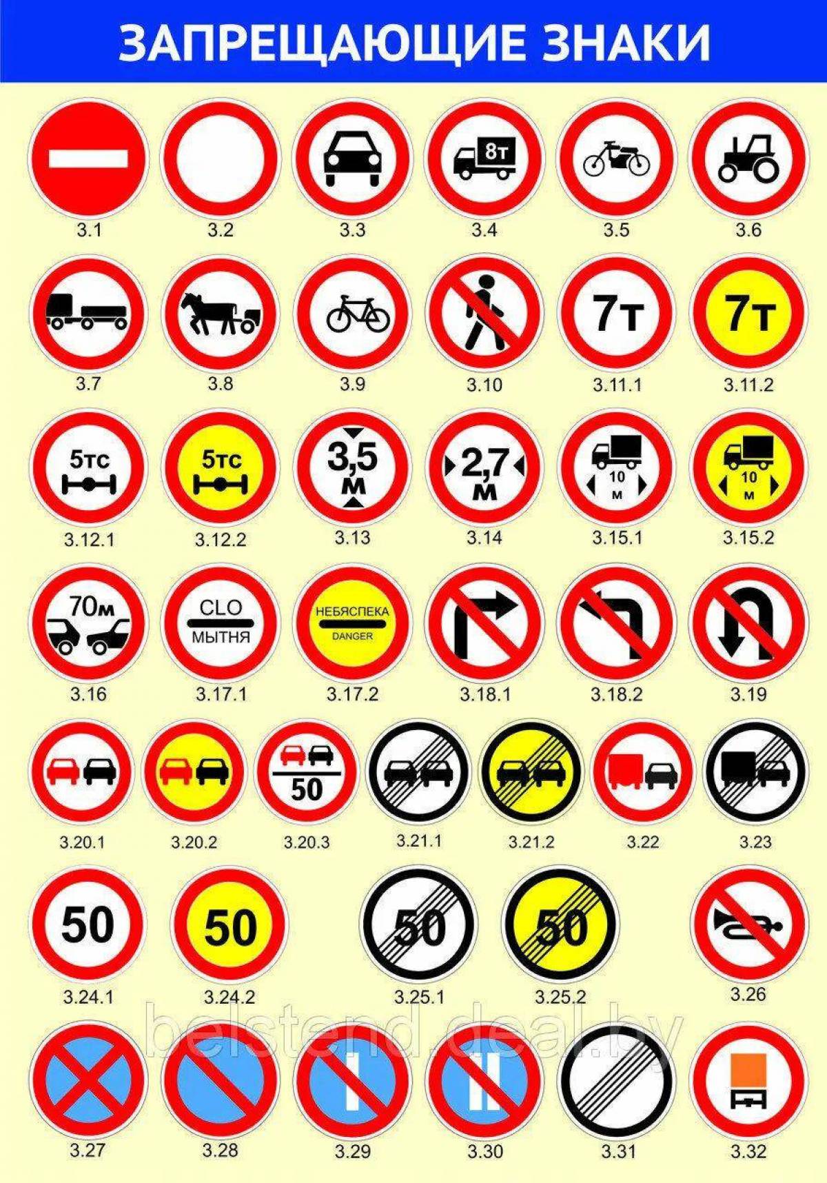Знаки дорожного движения запрещающие #34