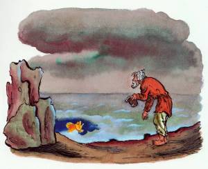 Раскраска иллюстрация к сказке о рыбаке и рыбке #32 #327029