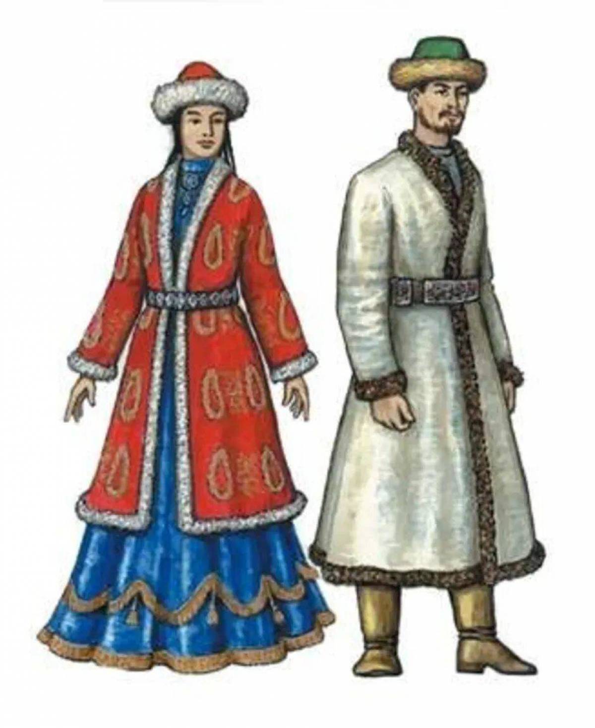 Народы России Казахстана 18 век одежда
