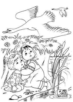 Раскраска к сказке гуси лебеди для детей шаблоны #7 #329658