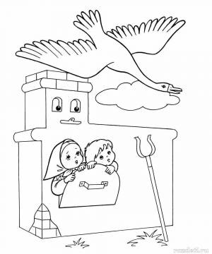 Раскраска к сказке гуси лебеди для детей шаблоны #23 #329674