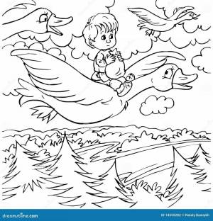 Раскраска к сказке гуси лебеди для детей шаблоны #30 #329681