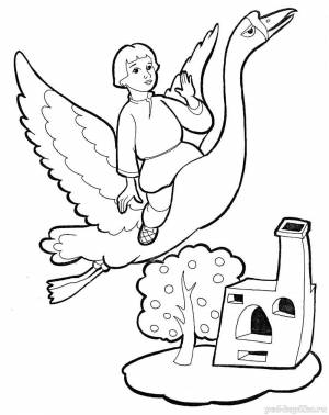 Раскраска к сказке гуси лебеди для детей шаблоны #31 #329682