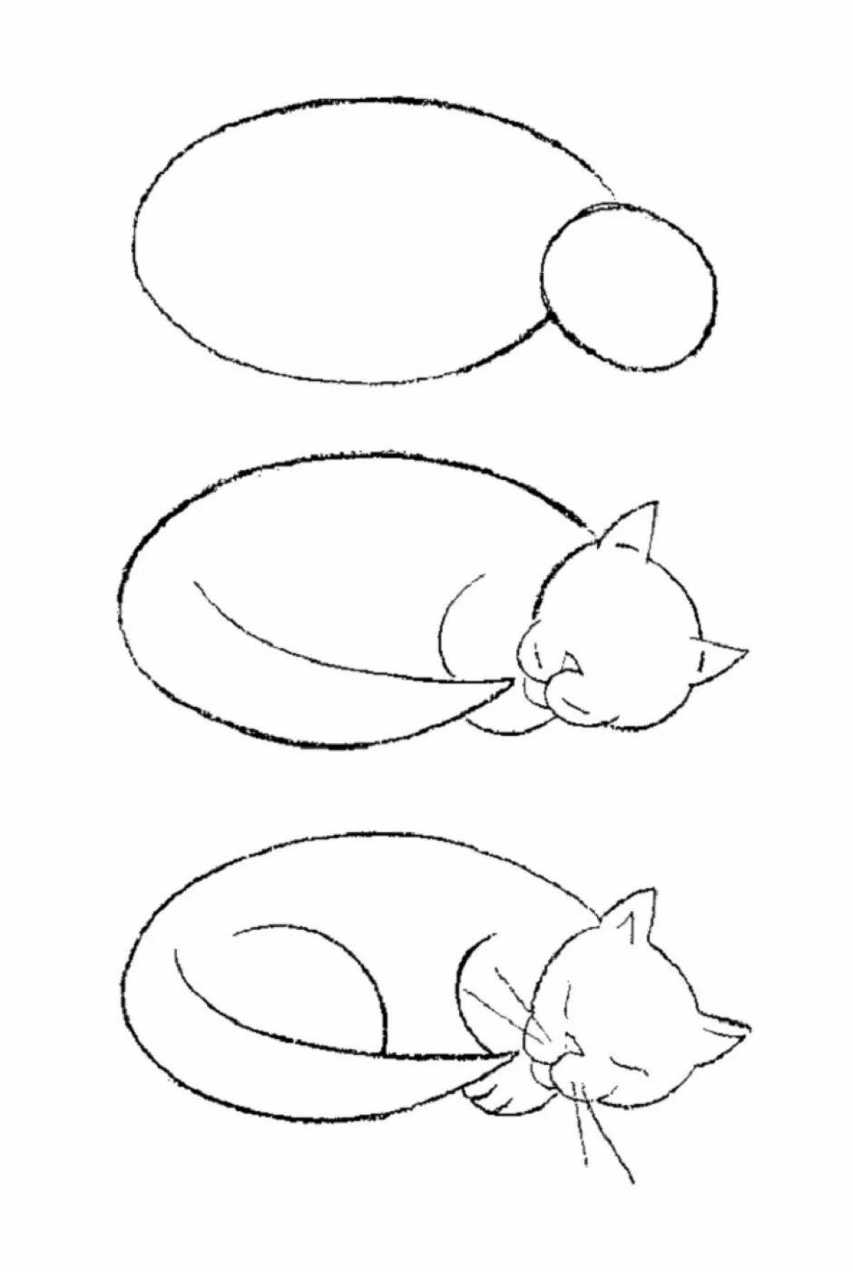 Котенок карандашом поэтапно. Пошаговое рисование для детей. Рисуем кошку. Простые поэтапные рисунки. Пошаговое рисование кота.