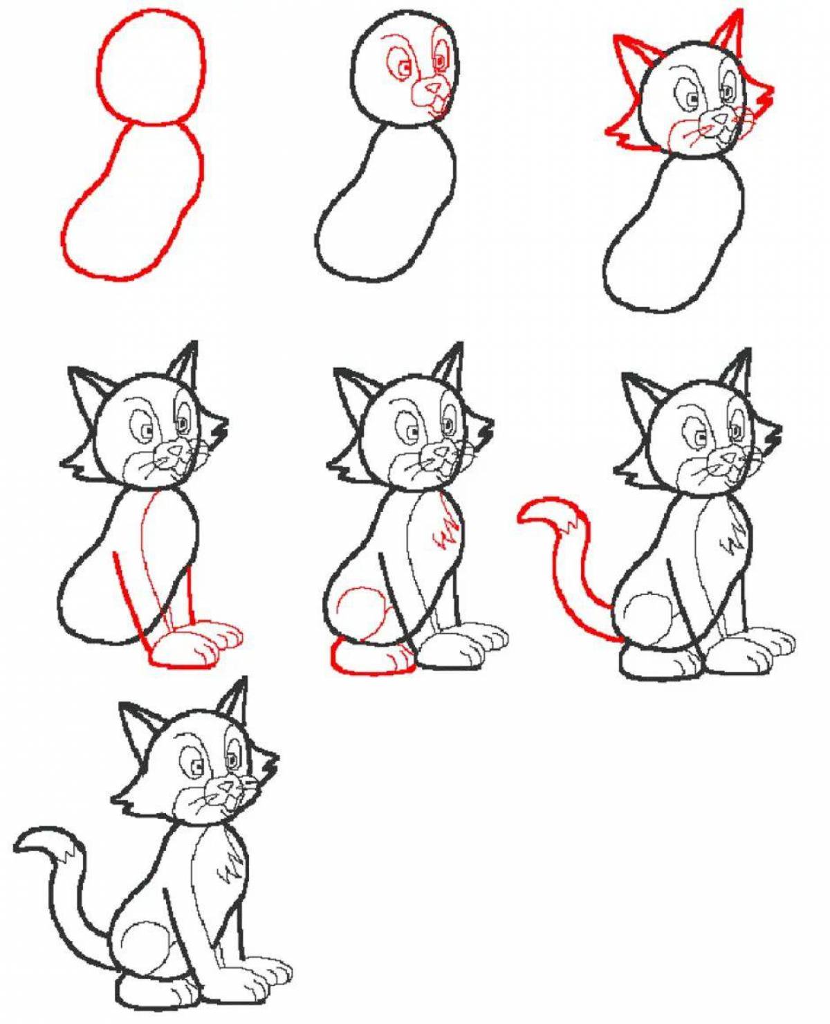 Картинки которые можно нарисовать ребенок. Простые рисунки для начинающих. Простые пошаговые рисунки. Поэтапное рисование карандашом. Поэтапное рисование кошки.