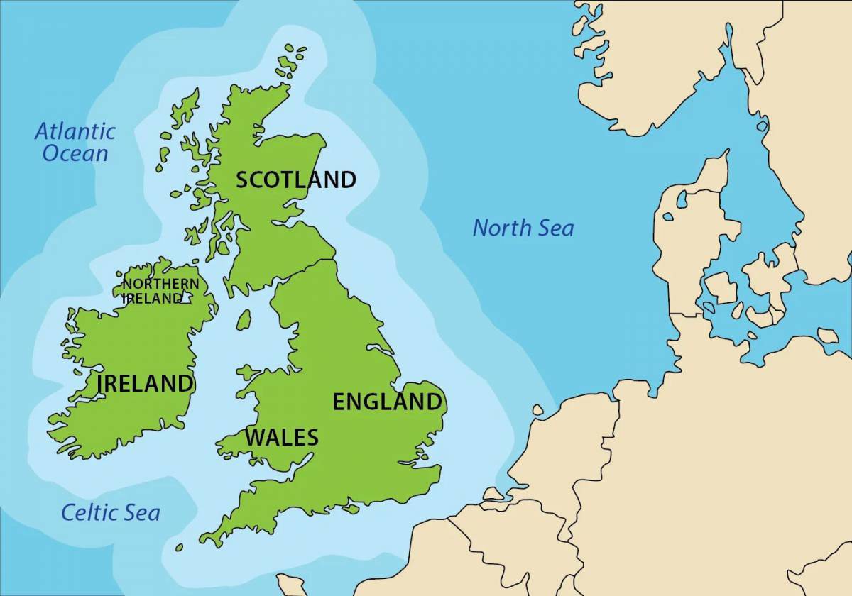 Покажи страну великобританию. Карта Ирландии и Великобритании. Карта королевства Великобритании и Северной Ирландии. Англия Великобритания Шотландия Ирландия. Остров Британия на карте.