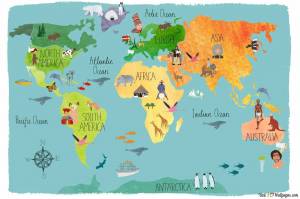 Раскраска карта мира для детей #10 #334624