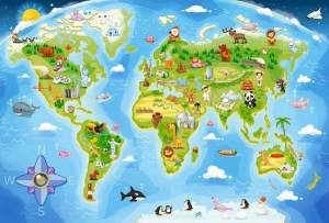 Раскраска карта мира для детей #25 #334639