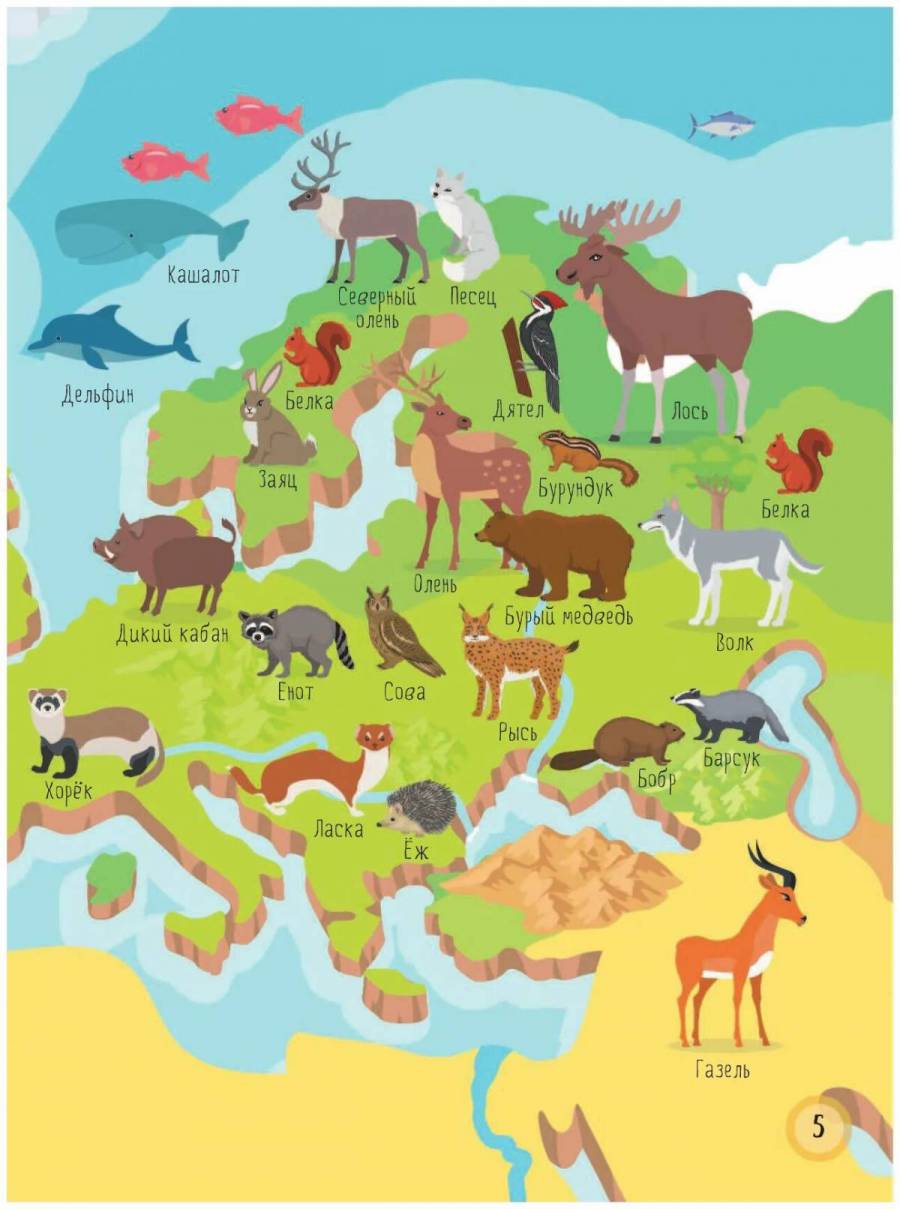 Животный мир европы. Карта России с животными. Животные Евразии для детей. Карта обитания животный.