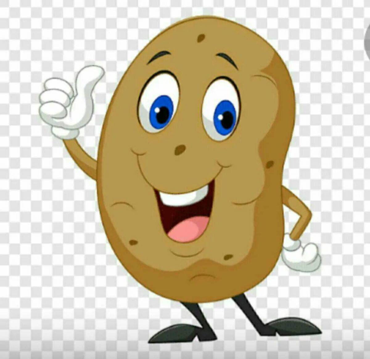 Веселая картошечка. Веселая картошка. Картошка с глазками. Картофель мультяшный. Картошка для детей.