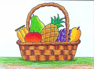 Раскраска корзина с фруктами для детей #29 #347283