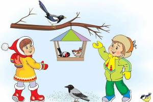 Раскраска кормушка с птицами зимой для детей #10 #347519
