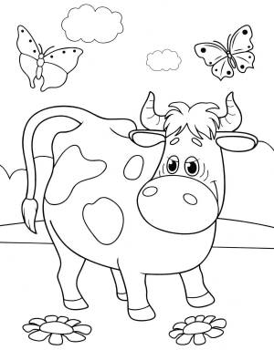 Раскраска корова для детей 2 3 лет #7 #347780