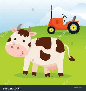 Раскраска корова синий трактор #23 #347944