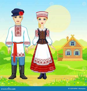 Раскраска костюм белорусский национальный для детей #2 #348832