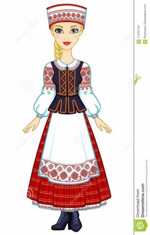 Раскраска костюм белорусский национальный для детей #29 #348859