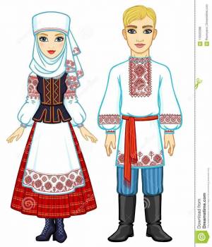 Раскраска костюм белорусский национальный для детей #36 #348866