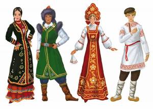Раскраска костюм национальный россии #2 #348870