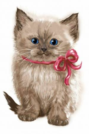 Раскраска котенок с бантиком #12 #350016
