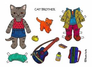 Раскраска котенок с одеждой #1 #350076