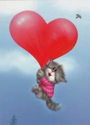 Раскраска котенок с сердечком #11 #350125