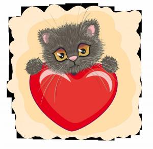 Раскраска котенок с сердечком #17 #350131