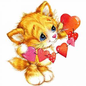 Раскраска котенок с сердечком #20 #350134