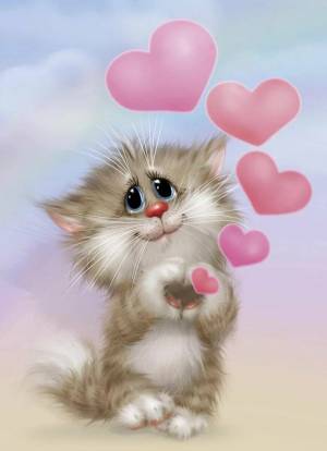 Раскраска котенок с сердечком #28 #350142