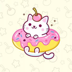 Раскраска котик пончик #2 #350433