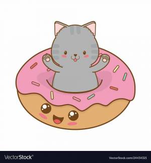 Раскраска котик пончик #25 #350456