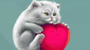 Раскраска котик с сердечком #13 #350660