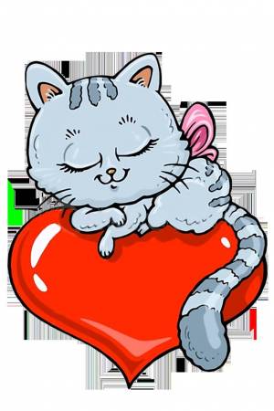 Раскраска котик с сердечком #21 #350668