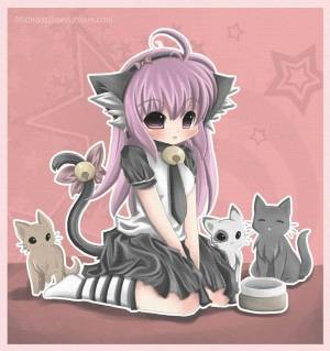 Раскраска котики девочки аниме #34 #350834