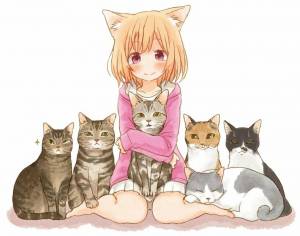 Раскраска котики девочки аниме #38 #350838